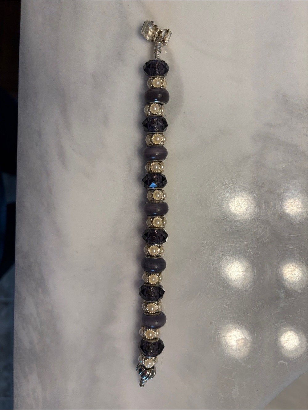 Elegant Purple Bead and Crystal Women's Bracelet